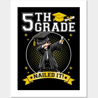 Dabbing Graduation Boys 5th Grade Nailed It Class Of 2024 Posters and Art